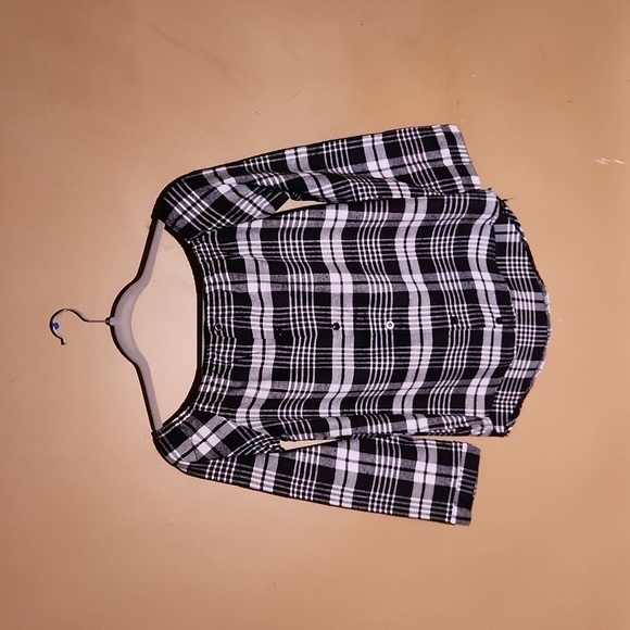 Off the Shoulder Plaid Blouse - Picture 1 of 7